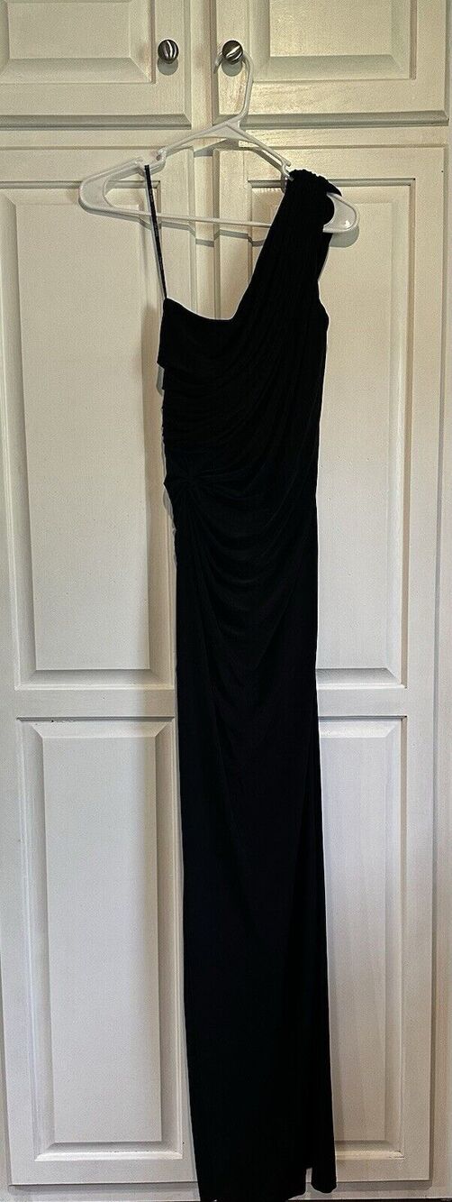 Tadashi Shoji Dress Size Small Formal Black One Shoulder Gown Ruched Draped Maxi